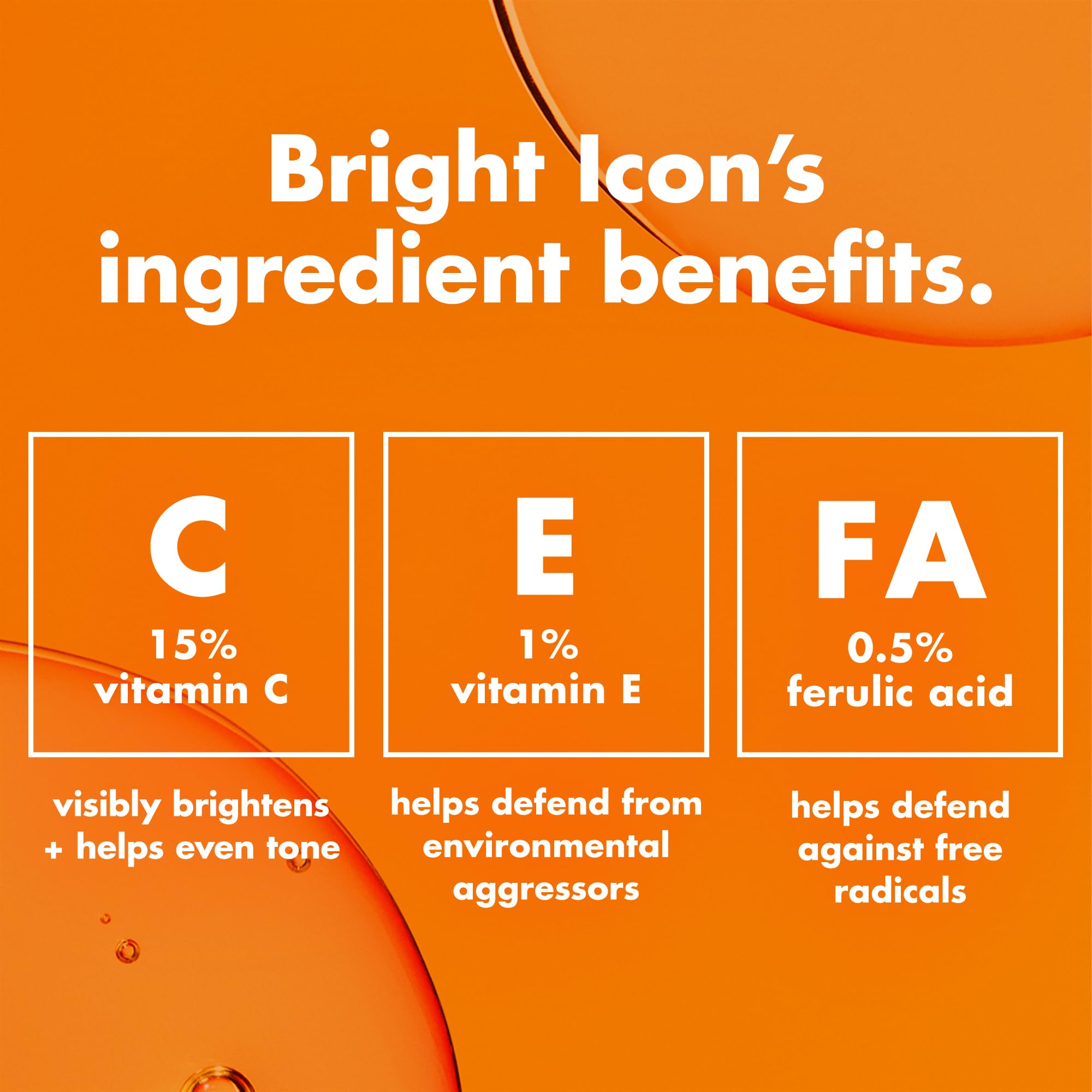 e.l.f. Bright Icon bottle label detail showing ingredient concentrations and benefits