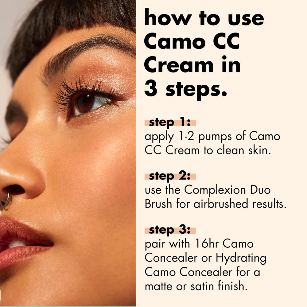 e.l.f. Camo CC Cream blended with Complexion Duo Brush for airbrushed finish