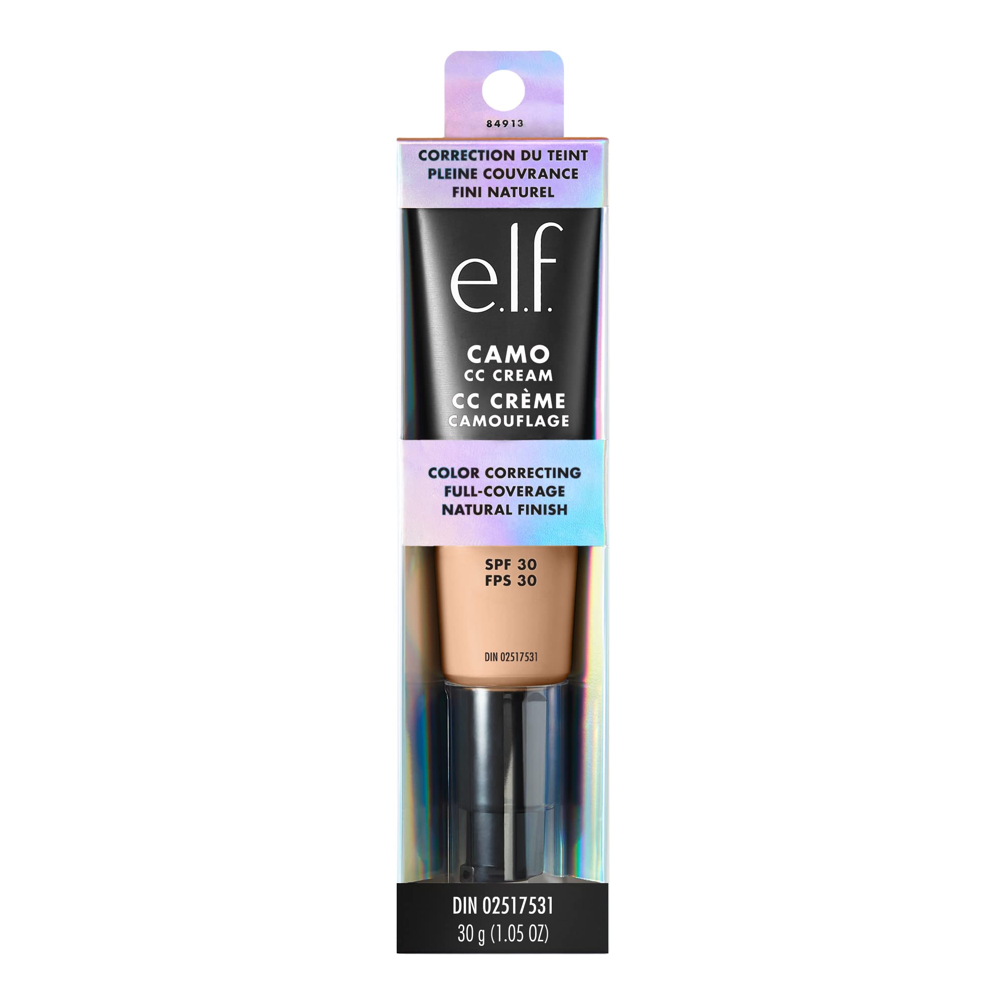 e.l.f. product beside a 30g scale showing compact travel-friendly size