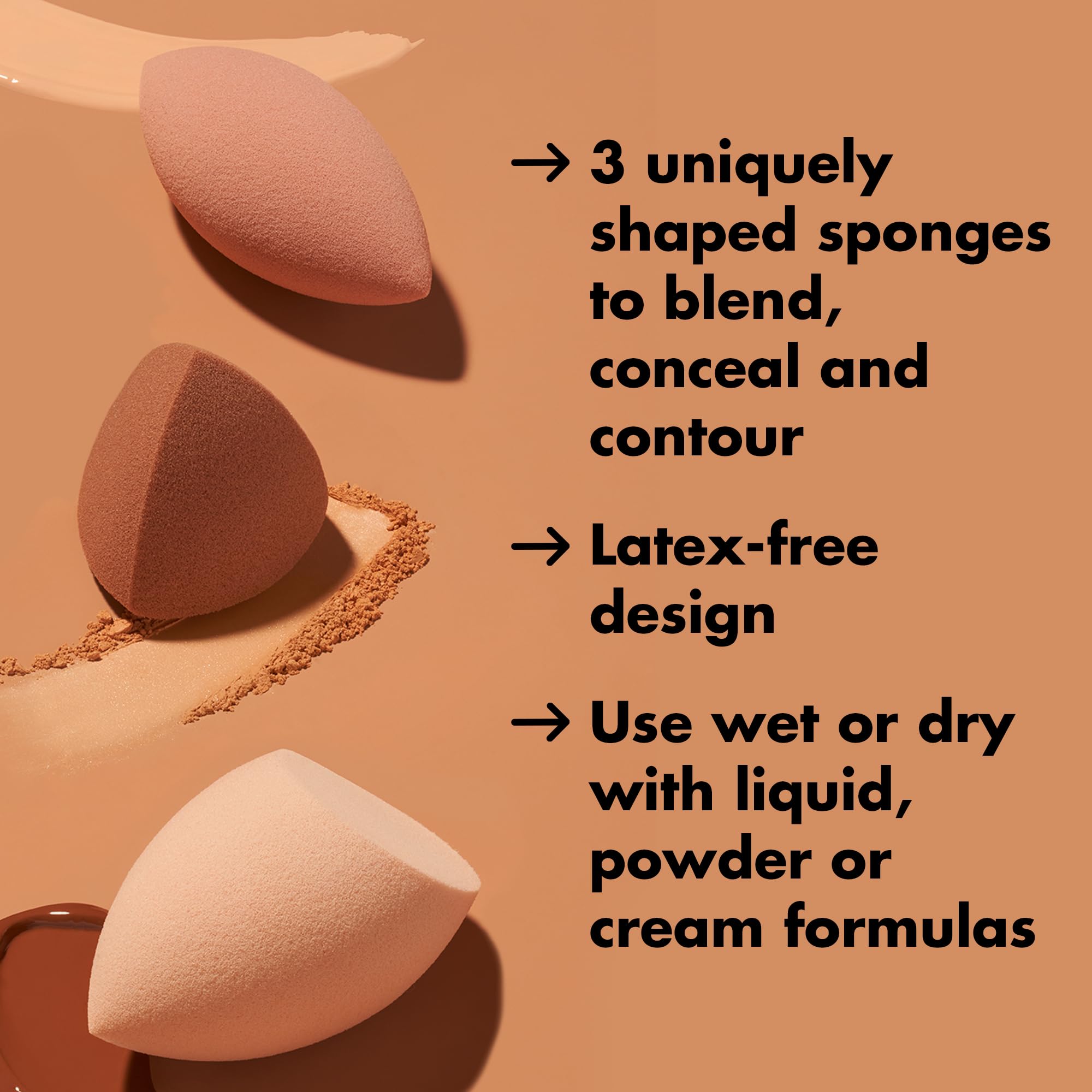 e.l.f. Contour Pyramid Sponge side profile ideal for baking and contouring