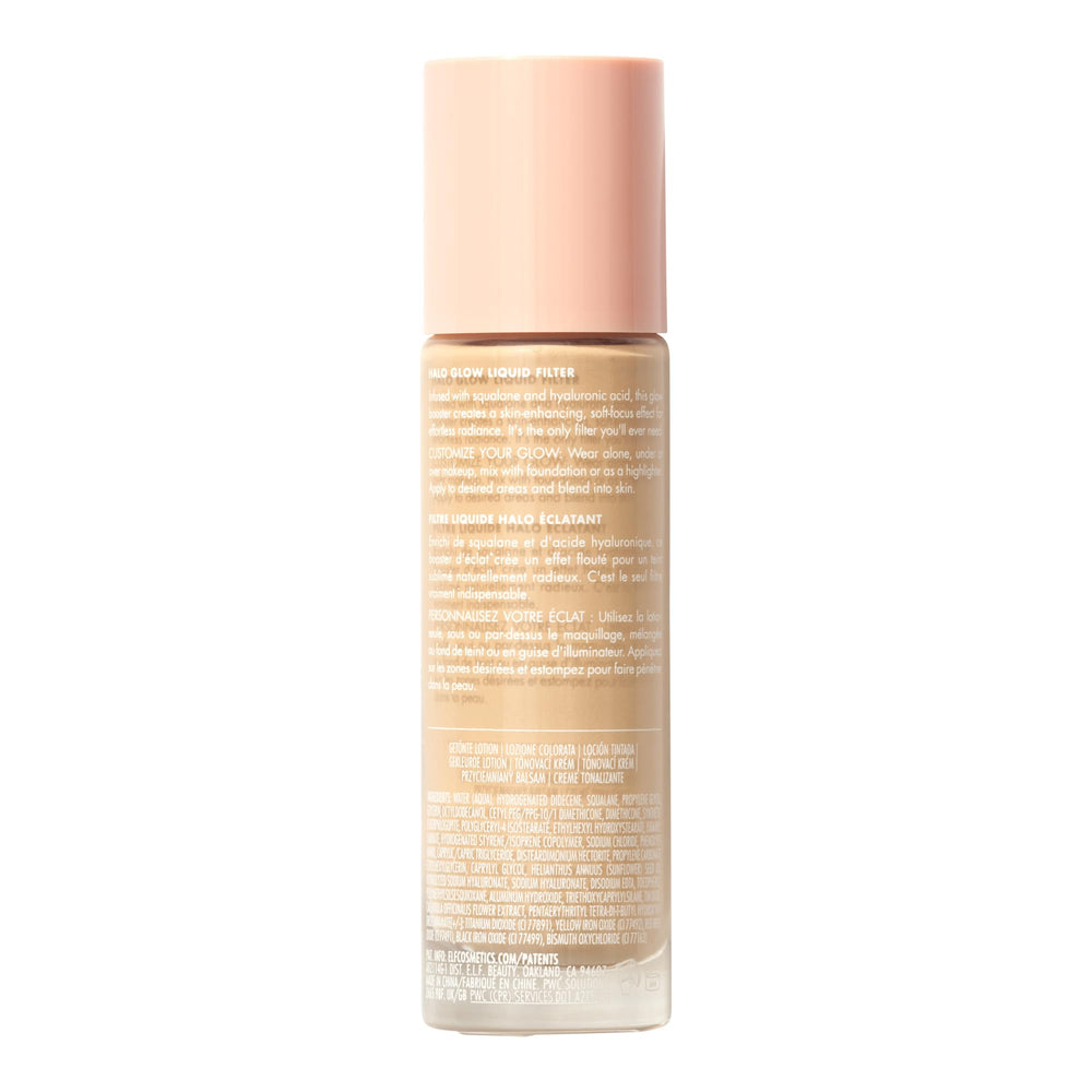 e.l.f. Halo Glow on vanity with brushes showing daily routine ease and polished finish benefit
