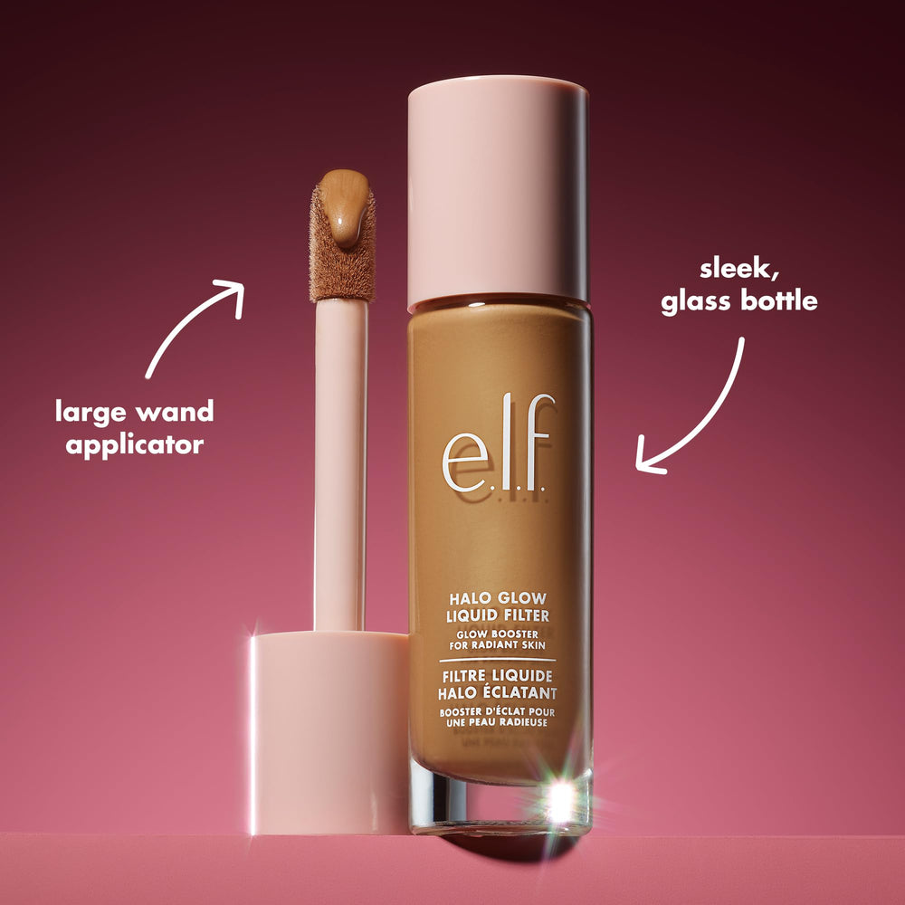 e.l.f. Halo Glow on cheek closeup showing soft-focus glow and blurred pores benefit