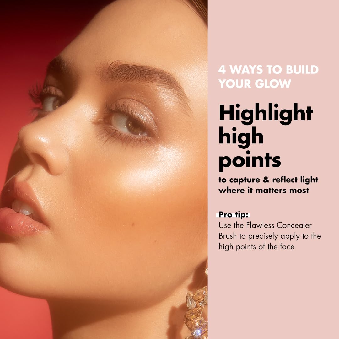 e.l.f. mixed with foundation in palette to demonstrate dewy finish and coverage benefit