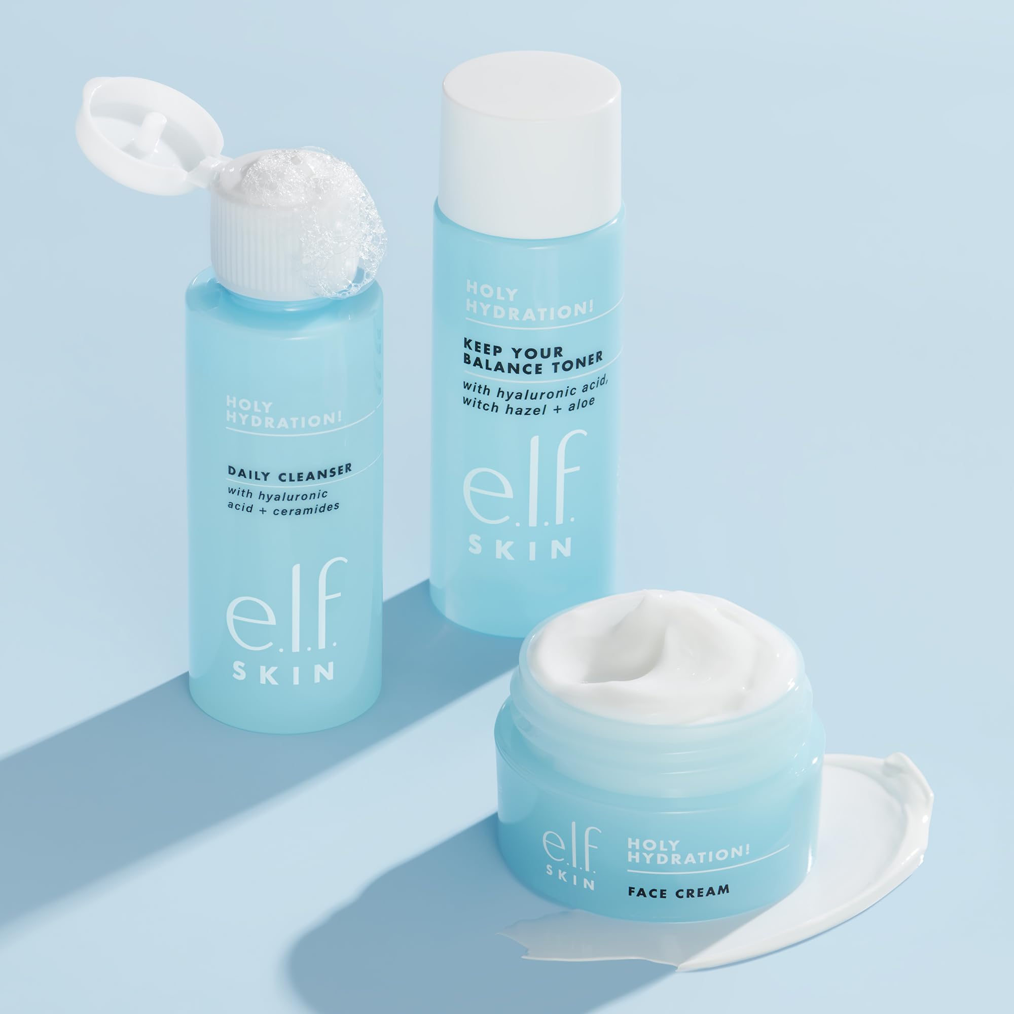 e.l.f. products in hand for scale showing TSA-friendly sizes and travel convenience