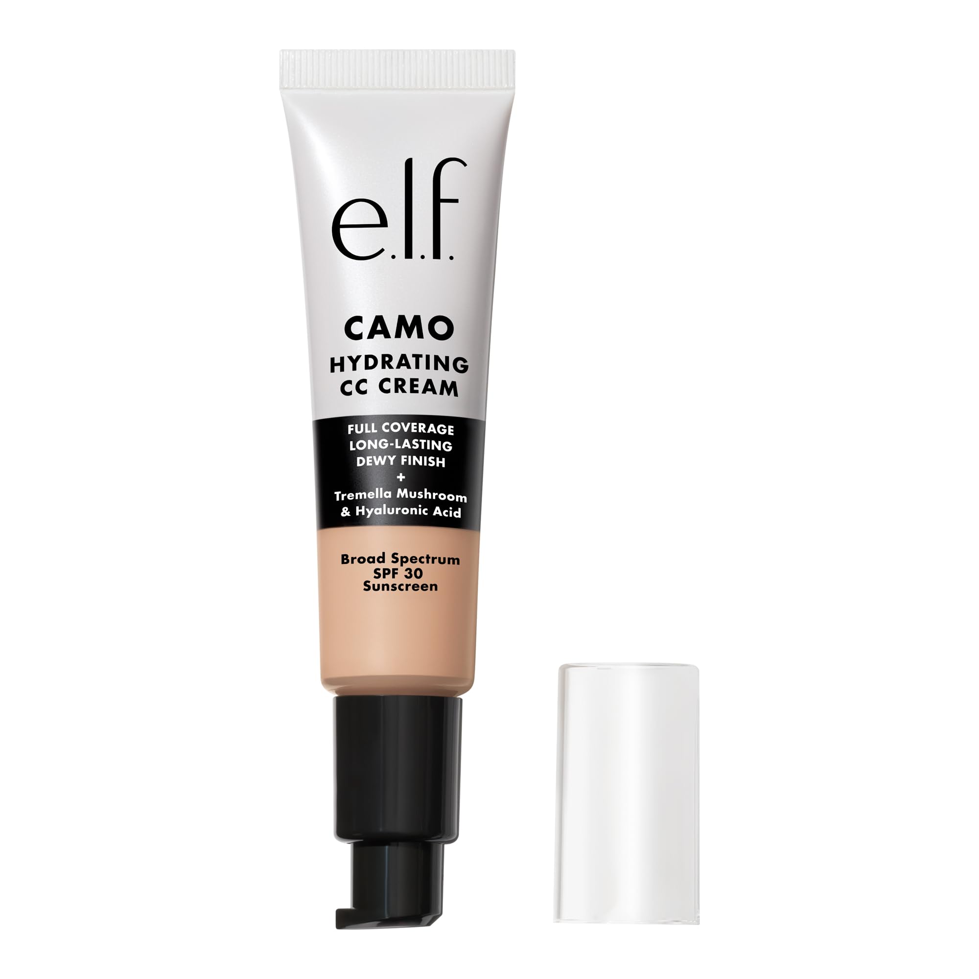 e.l.f. front bottle of Hydrating Camo CC Cream showing label and shade