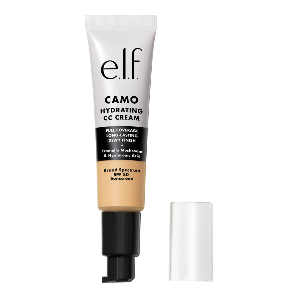 e.l.f. Hydrating Camo CC Cream front packaging showing shade label and SPF benefit