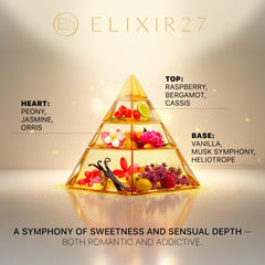ELIXIR27 oil drop on skin texture shot illustrating smooth, non-drying formula benefit