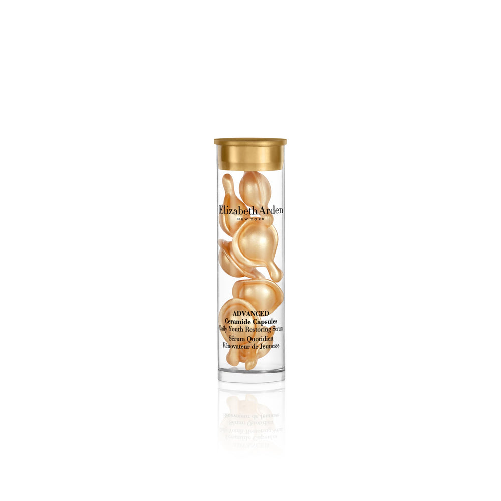 Elizabeth Arden advanced ceramide capsule contents on fingertip for barrier support