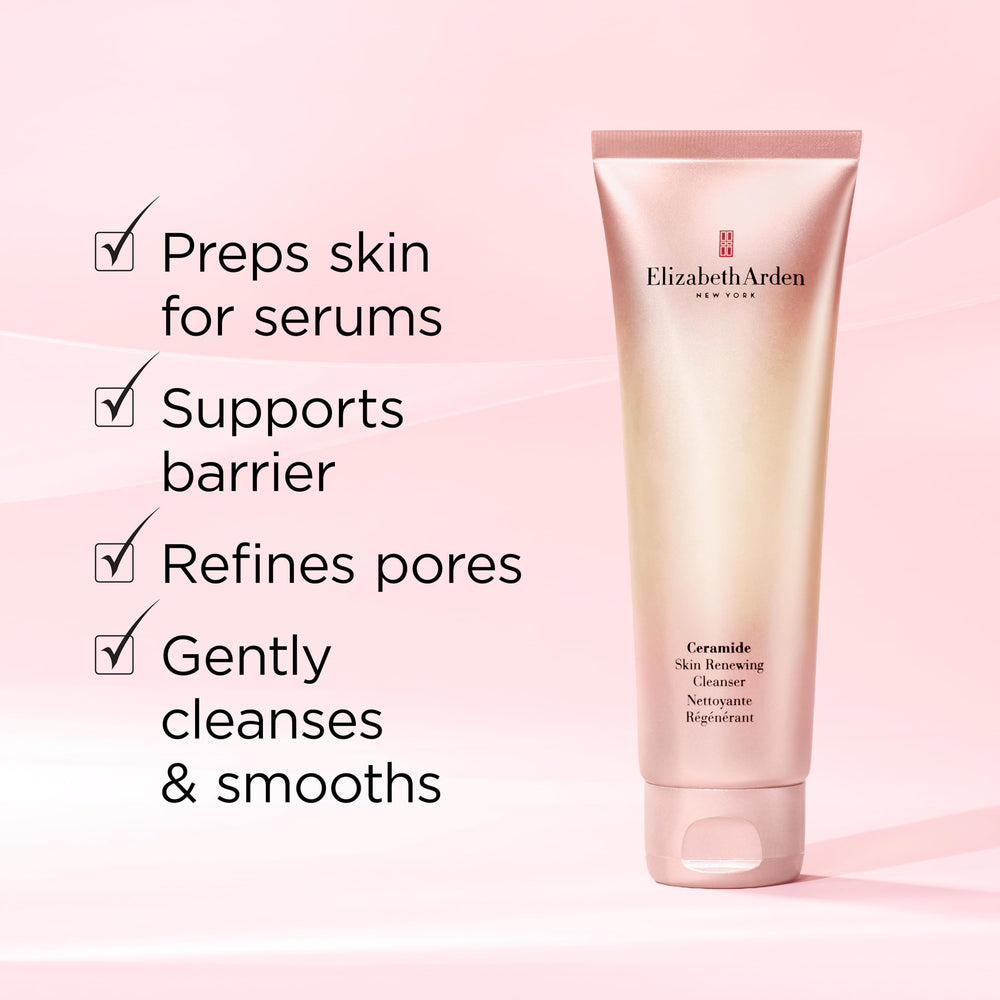 Elizabeth Arden foam lather demo showing gentle cleansing and comfortable rinse