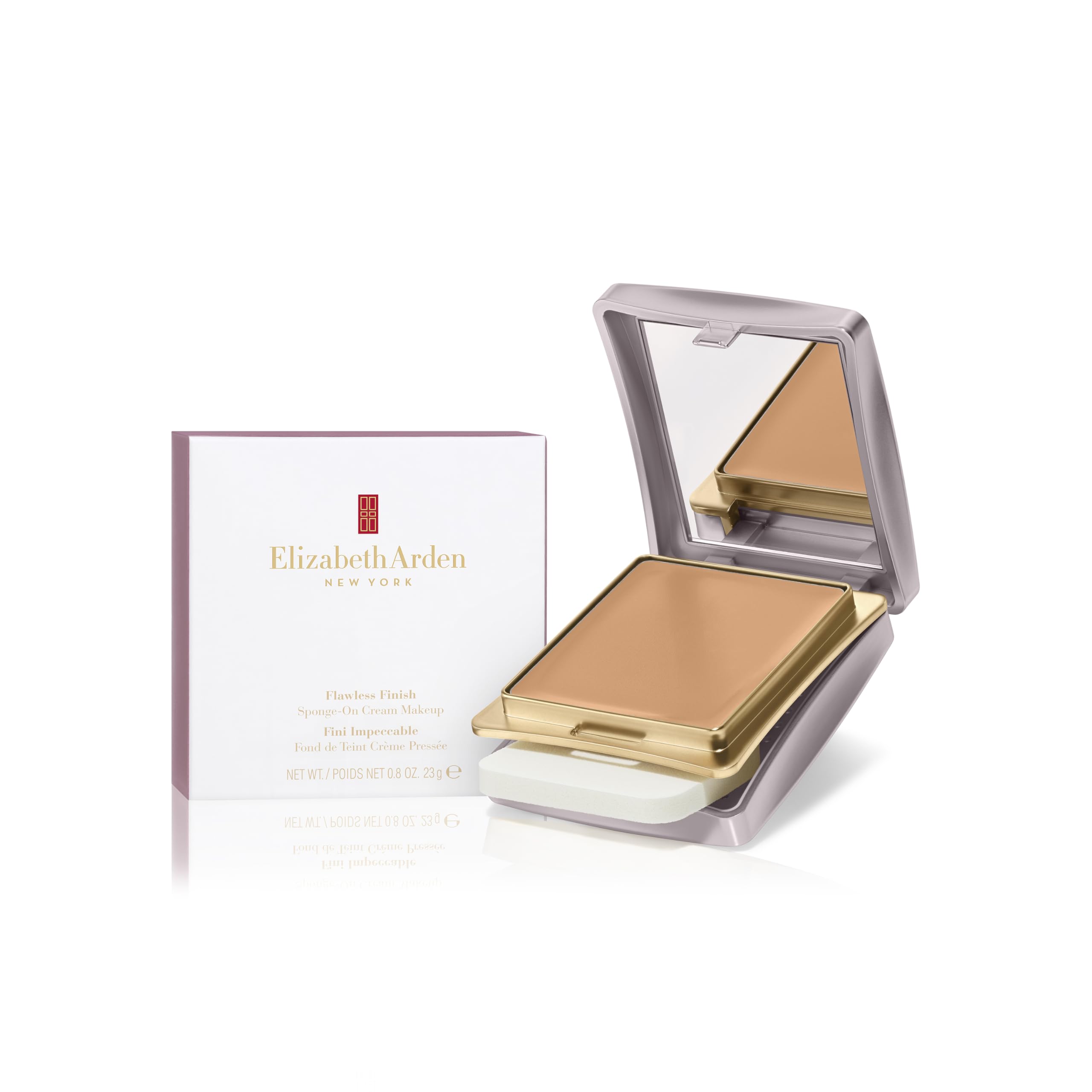 Elizabeth Arden compact front packaging showing product and brand, convenient