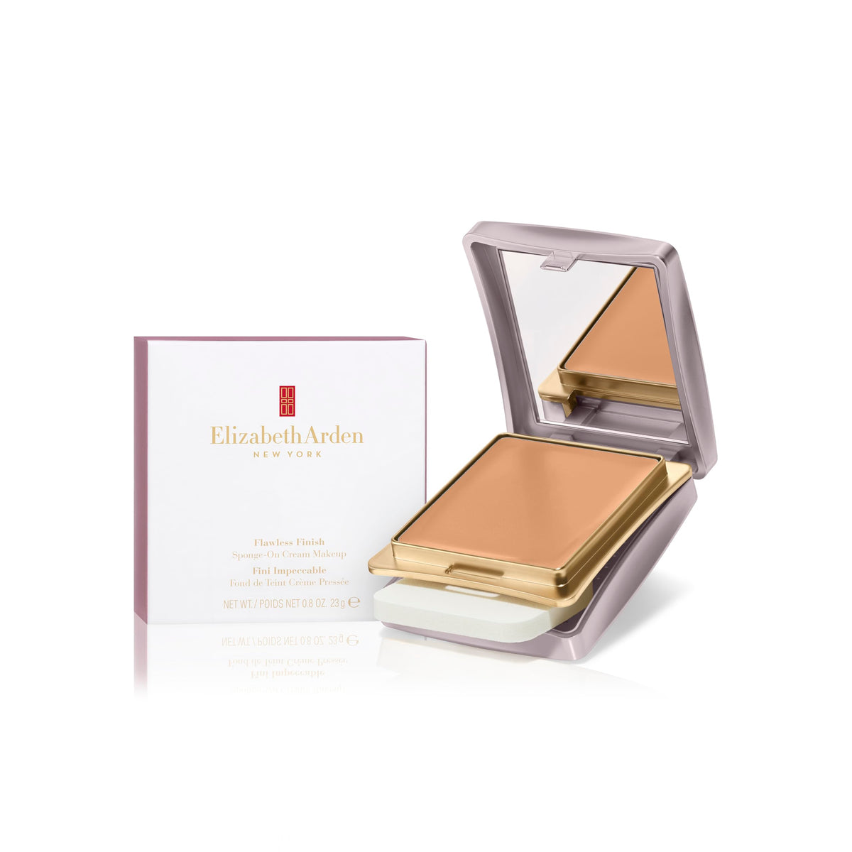 Elizabeth Arden compact front packaging showing product and brand, convenient
