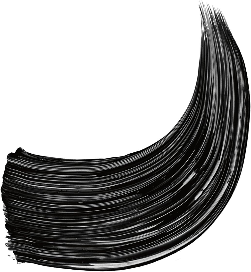 Elizabeth Arden mascara swatch on skin illustrating rich black pigment and buildable coverage