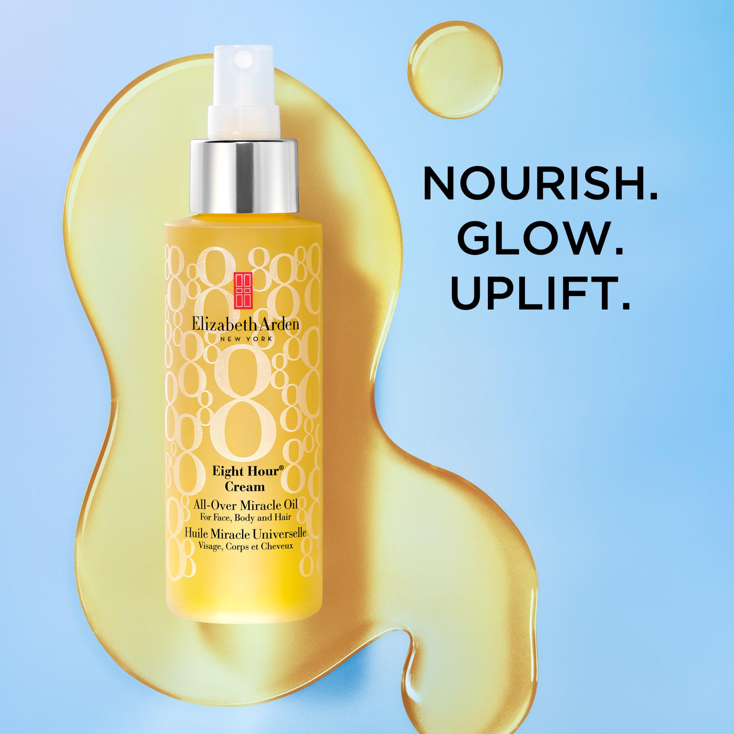 Elizabeth Arden oil used as makeup finishing step for luminous skin