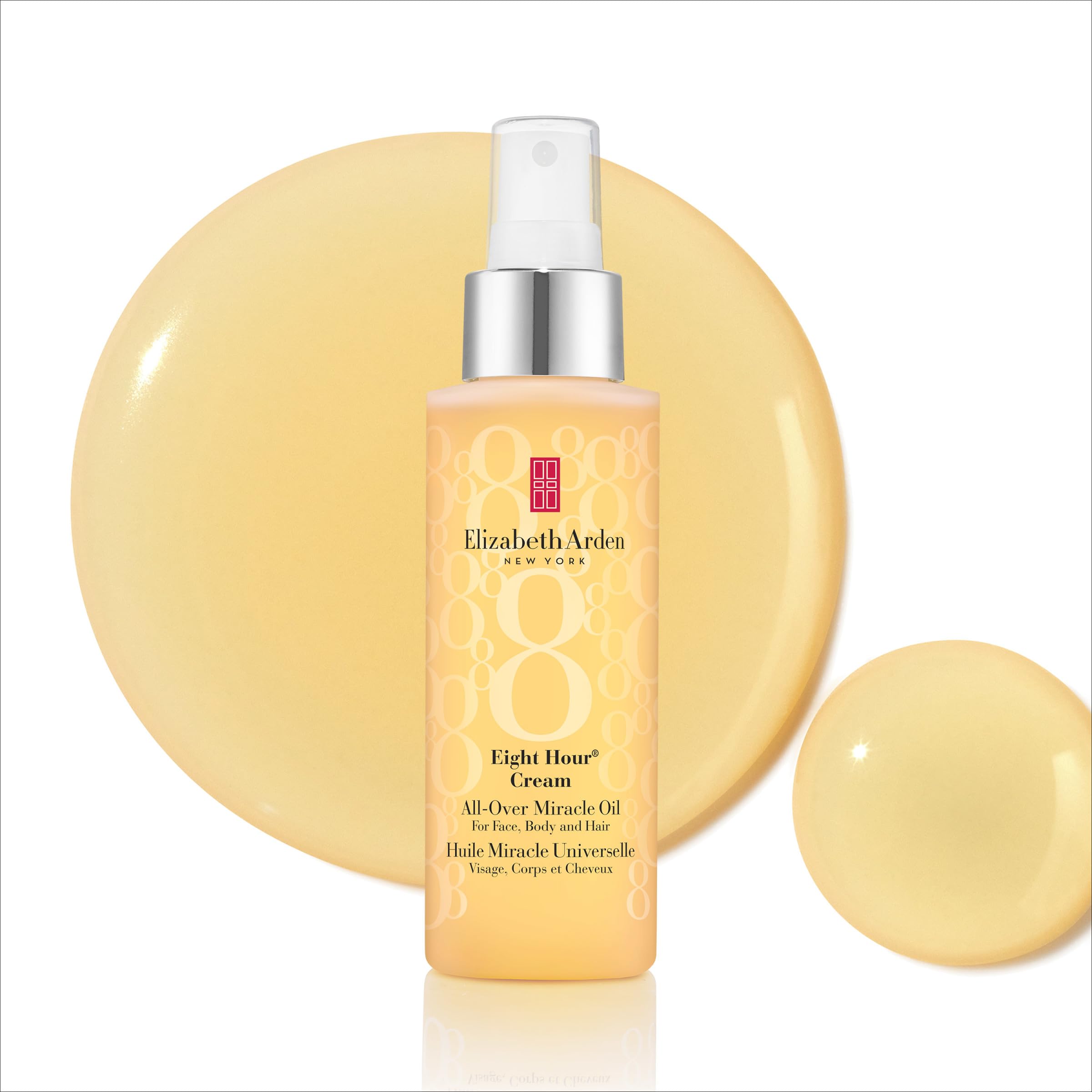 Elizabeth Arden open cap dispensing oil for precise, mess-free application