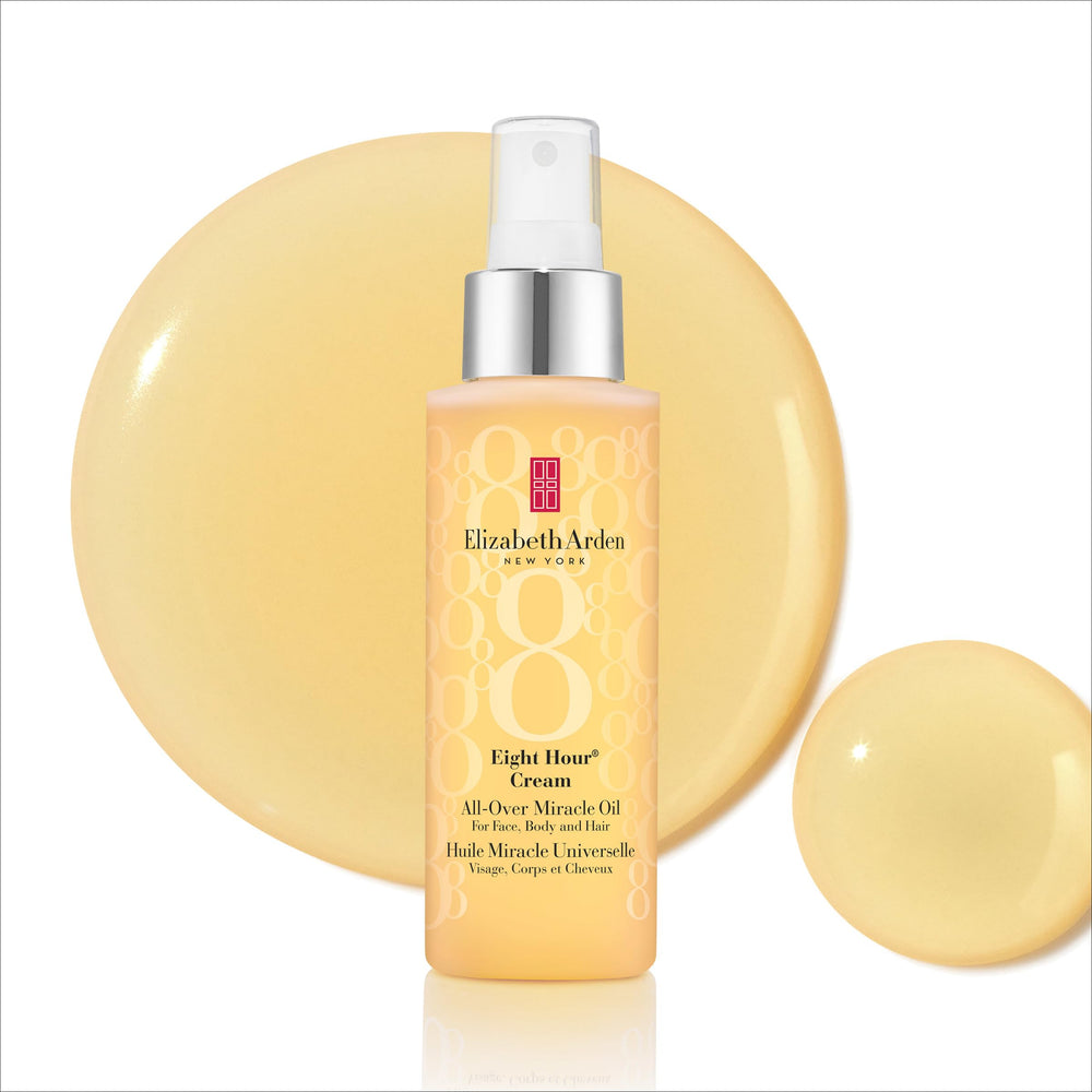 Elizabeth Arden open cap dispensing oil for precise, mess-free application