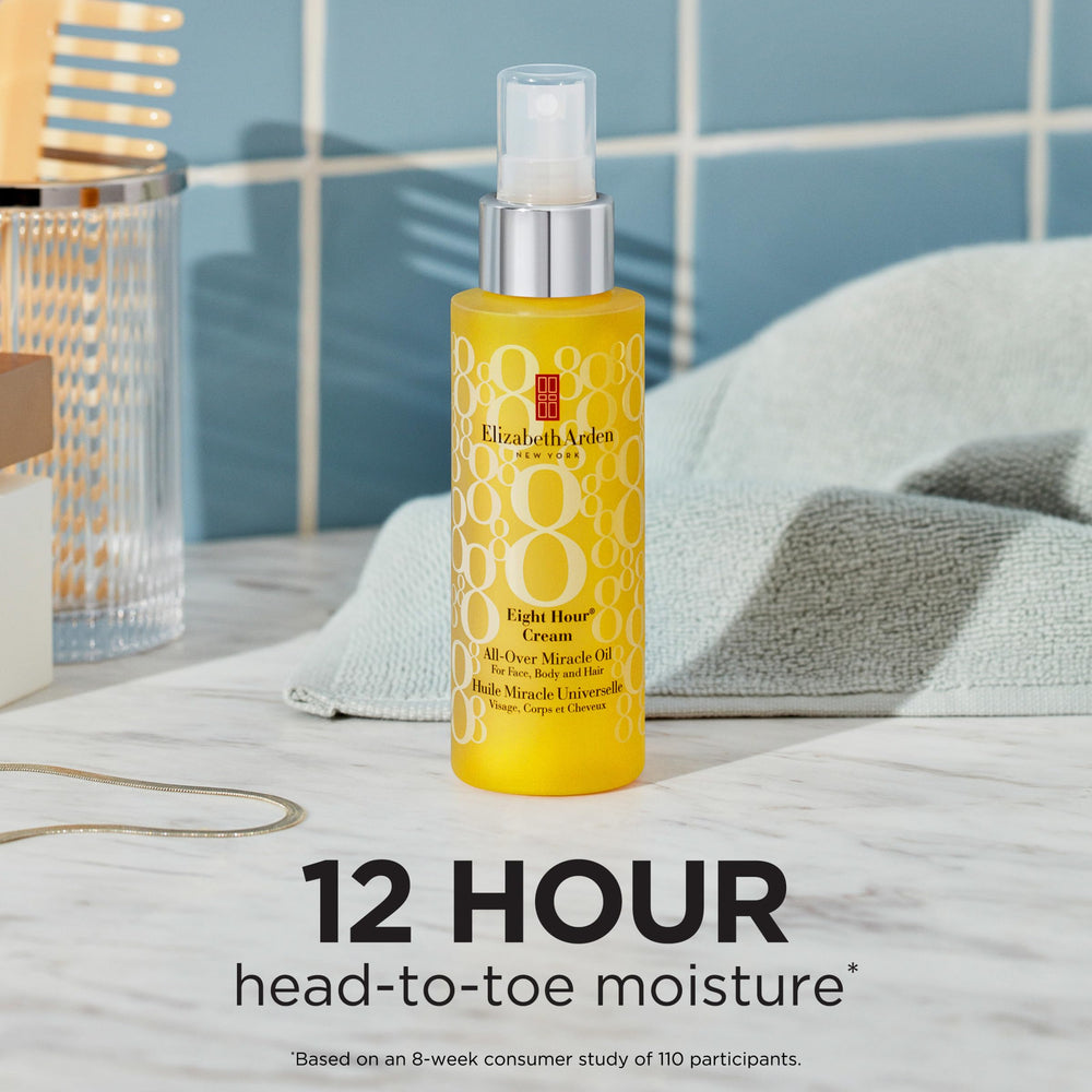 Elizabeth Arden oil texture pooled to show lightweight, fast-absorbing finish