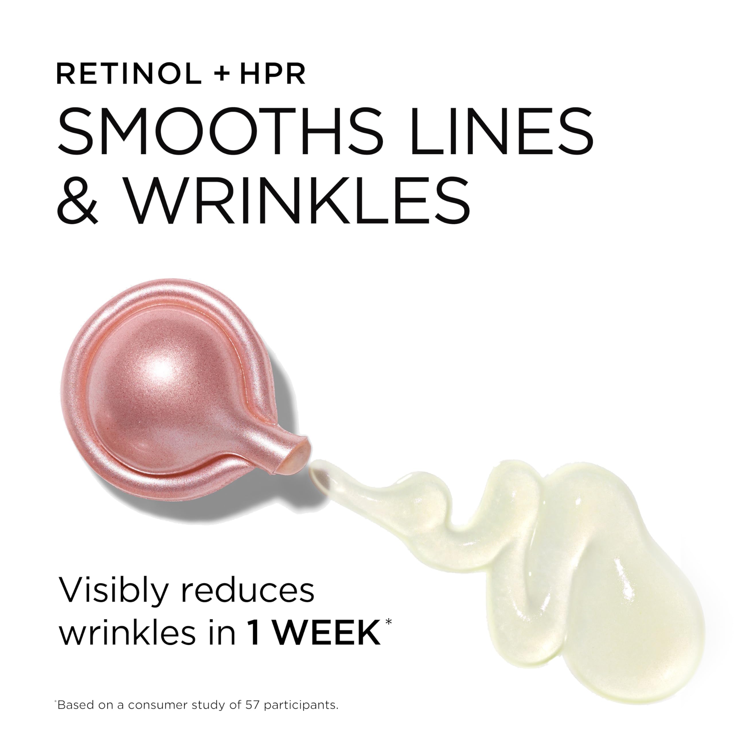 Elizabeth Arden retinol HPR capsule contents on fingertip for renewal benefit
