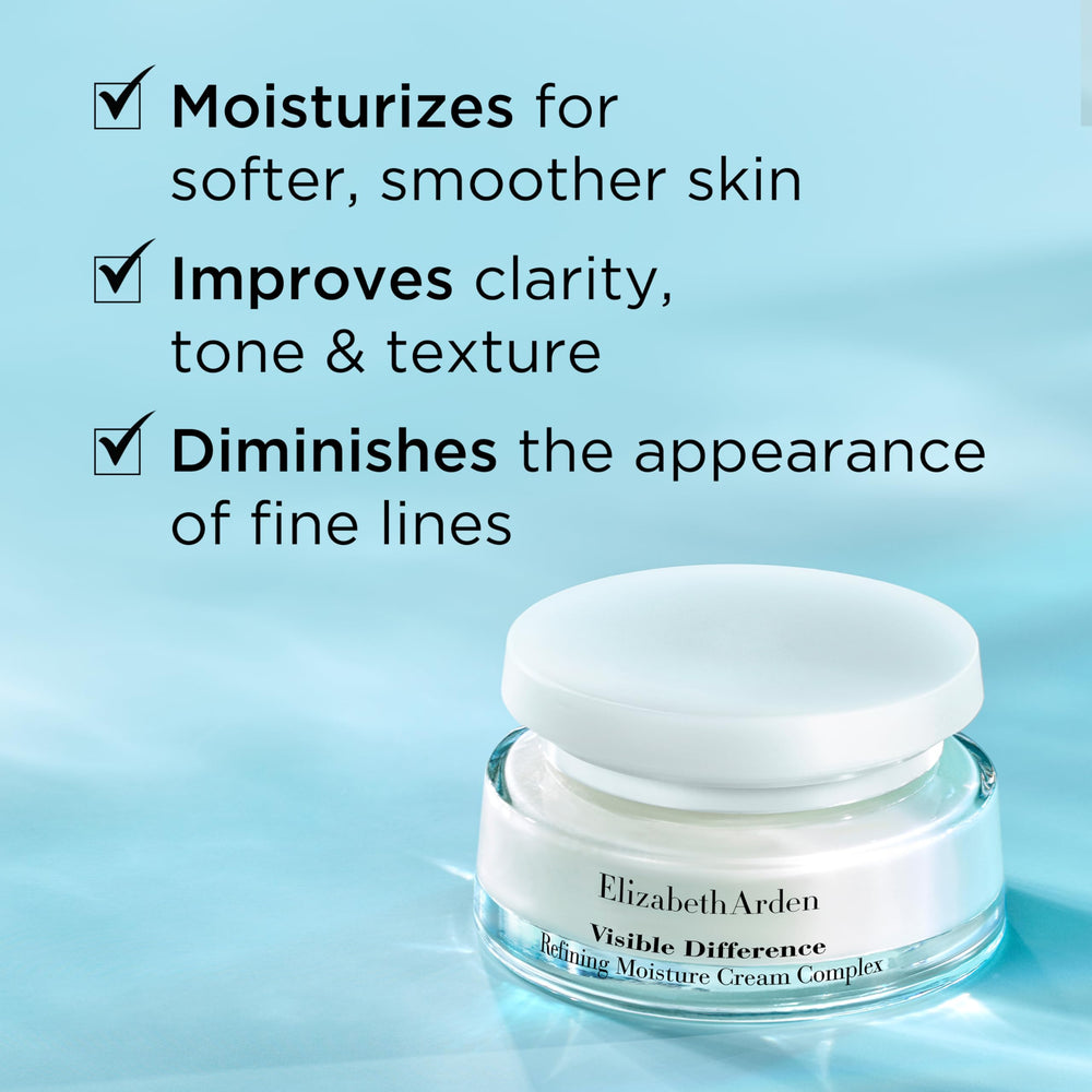 Zoomed label of Elizabeth Arden Visible Difference tub emphasizing brand and details
