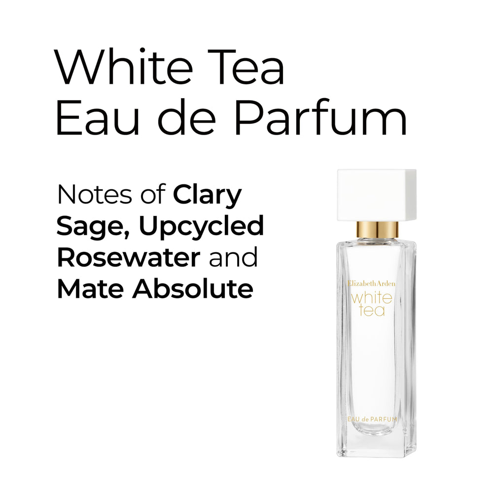 Elizabeth Arden White Tea mini next to coin showing compact travel-friendly size