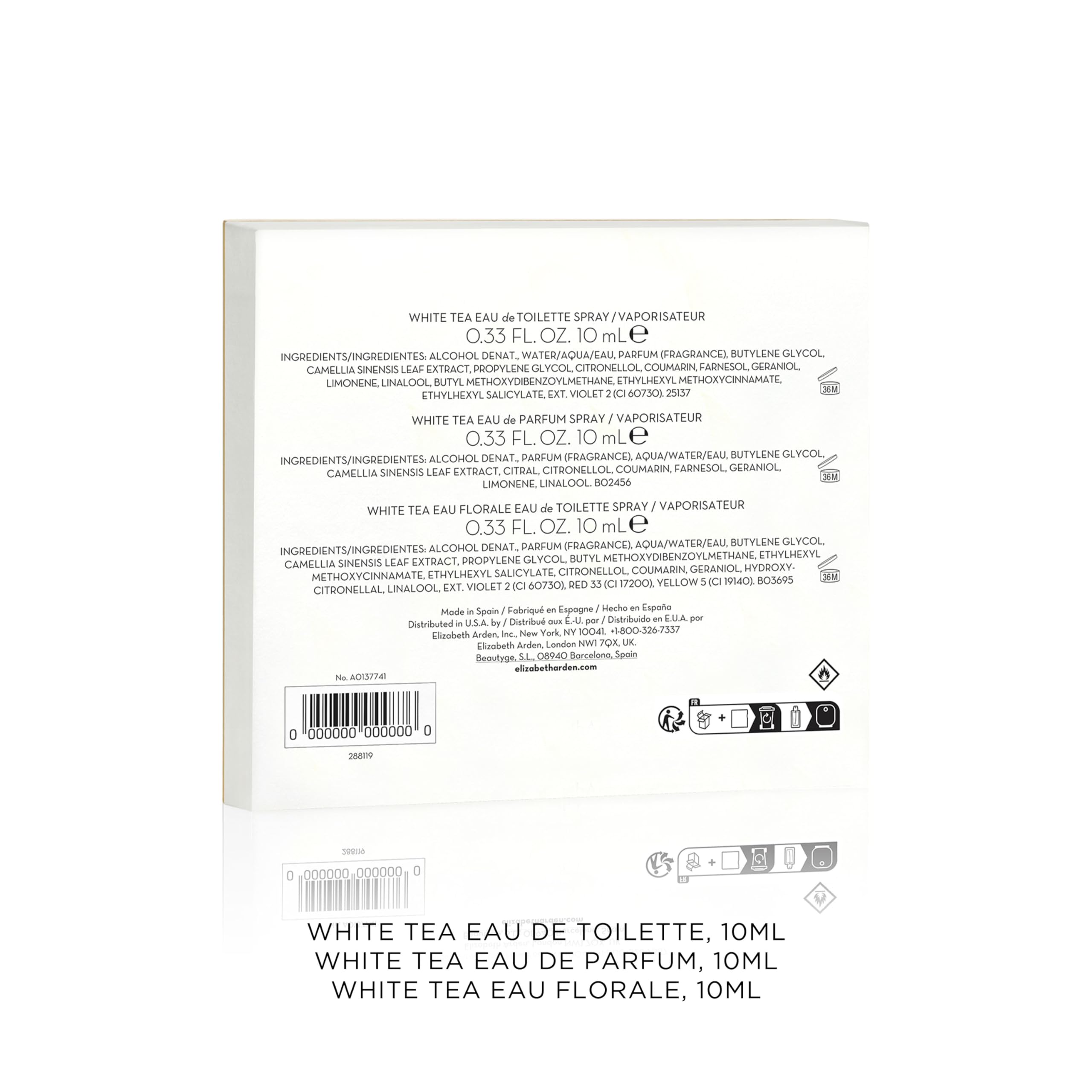 Elizabeth Arden White Tea mini set with packaging open highlighting travel convenience