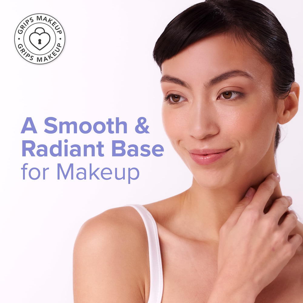 Elizabeth Mott before and after split-face showing minimized pores and even tone