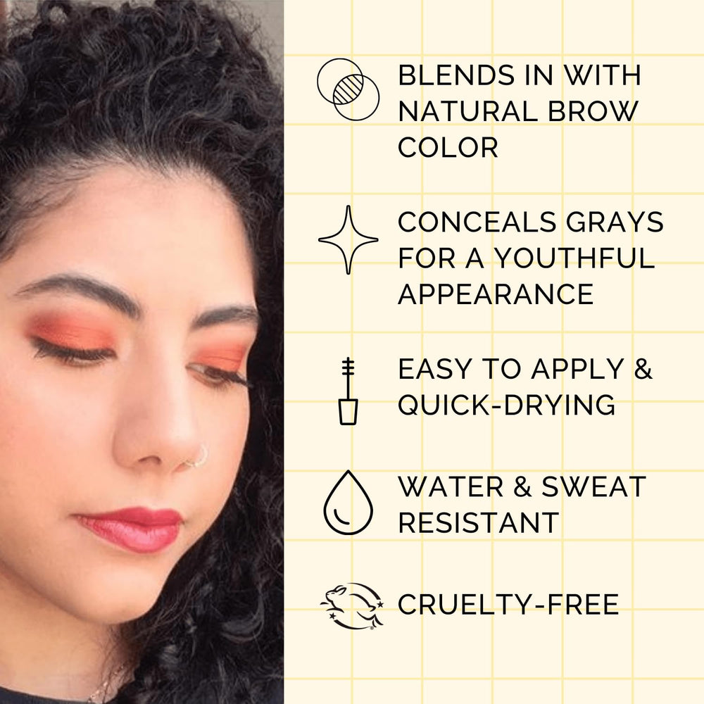 Elizabeth Mott on-model brows illustrating blended blonde tint and fuller look