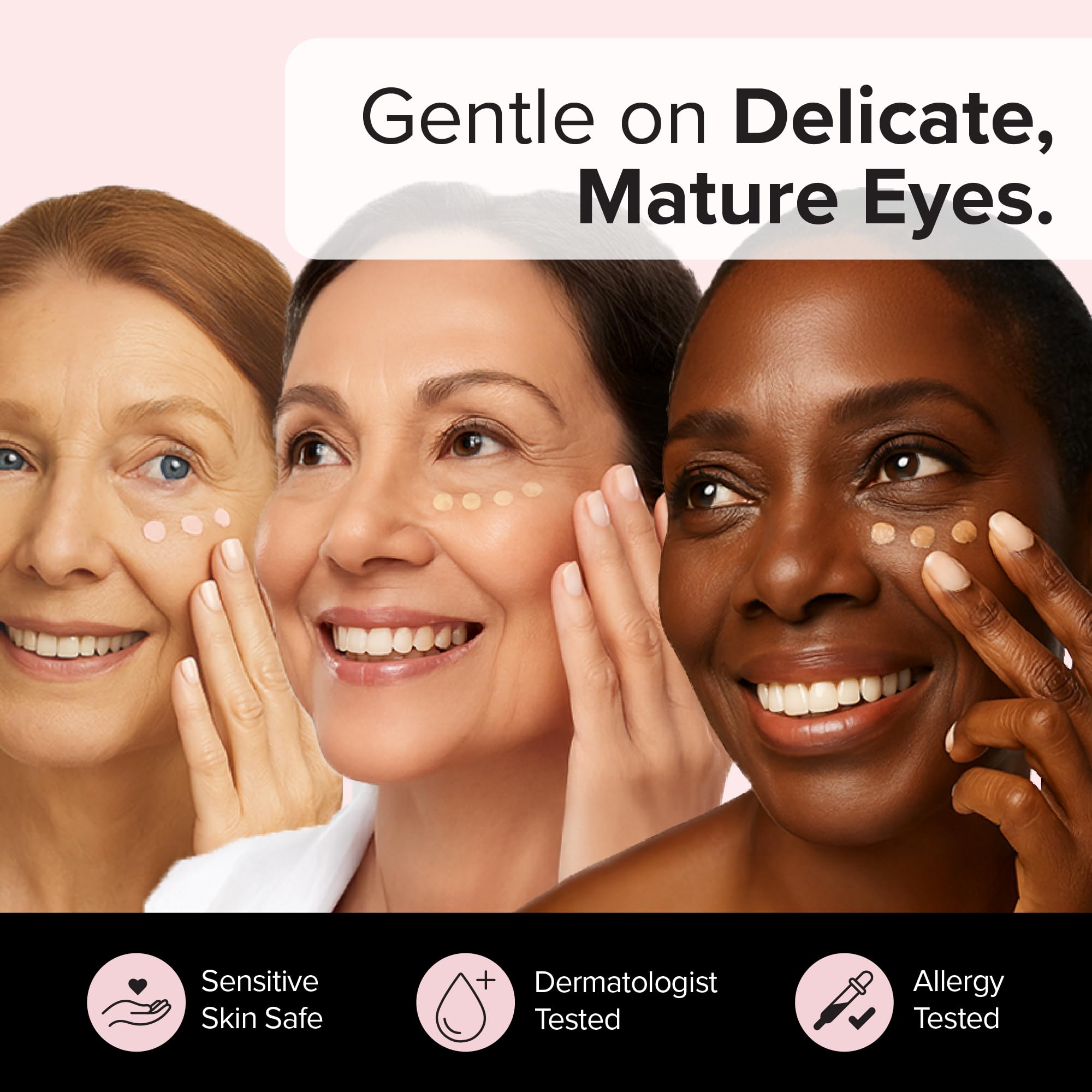 Elizabeth Mott applied under eye in lifestyle setting showing natural look and hydration