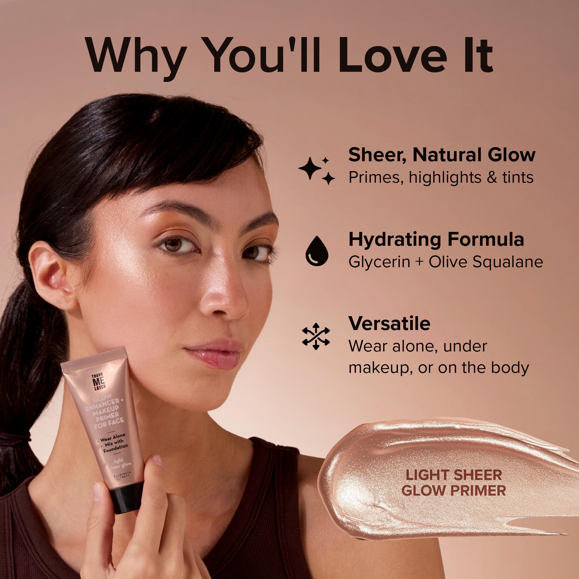 close-up of Elizabeth Mott formula texture highlighting luminous, blendable finish