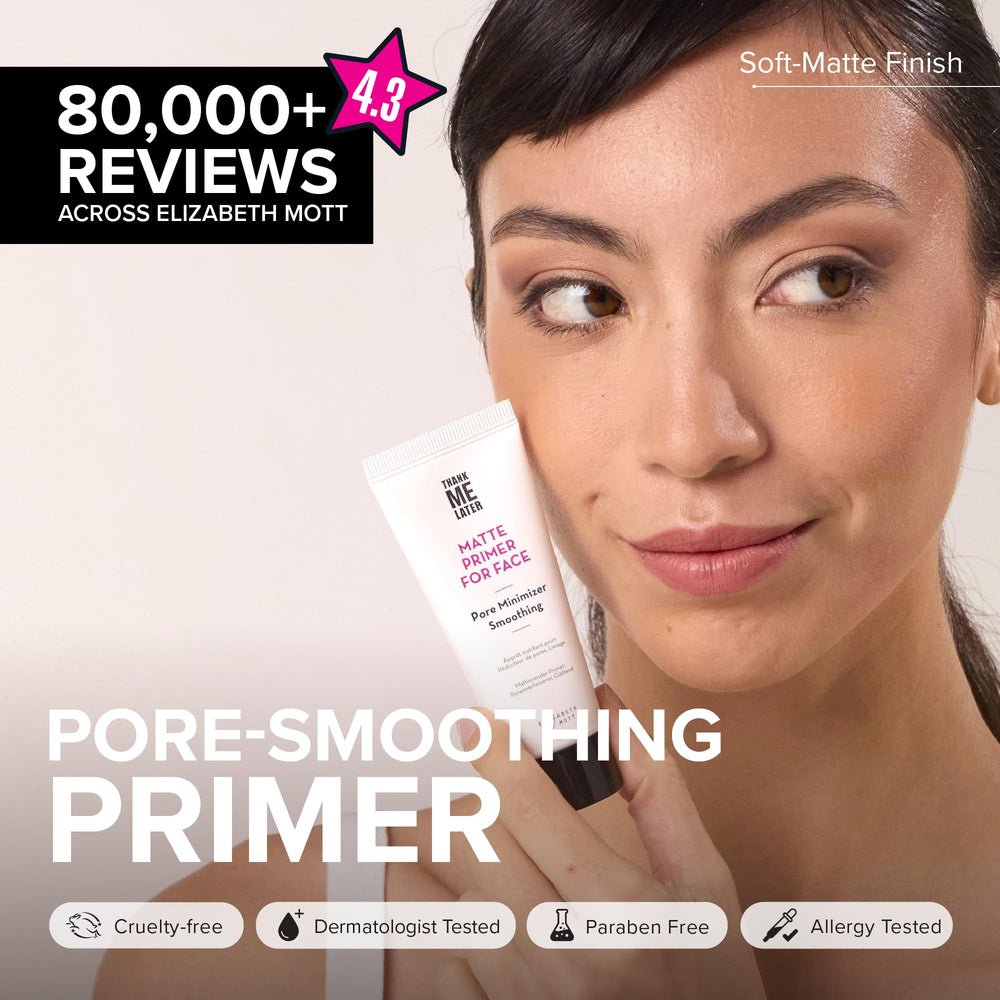 Elizabeth Mott primer texture close-up displaying silky finish and blurring benefit for pores