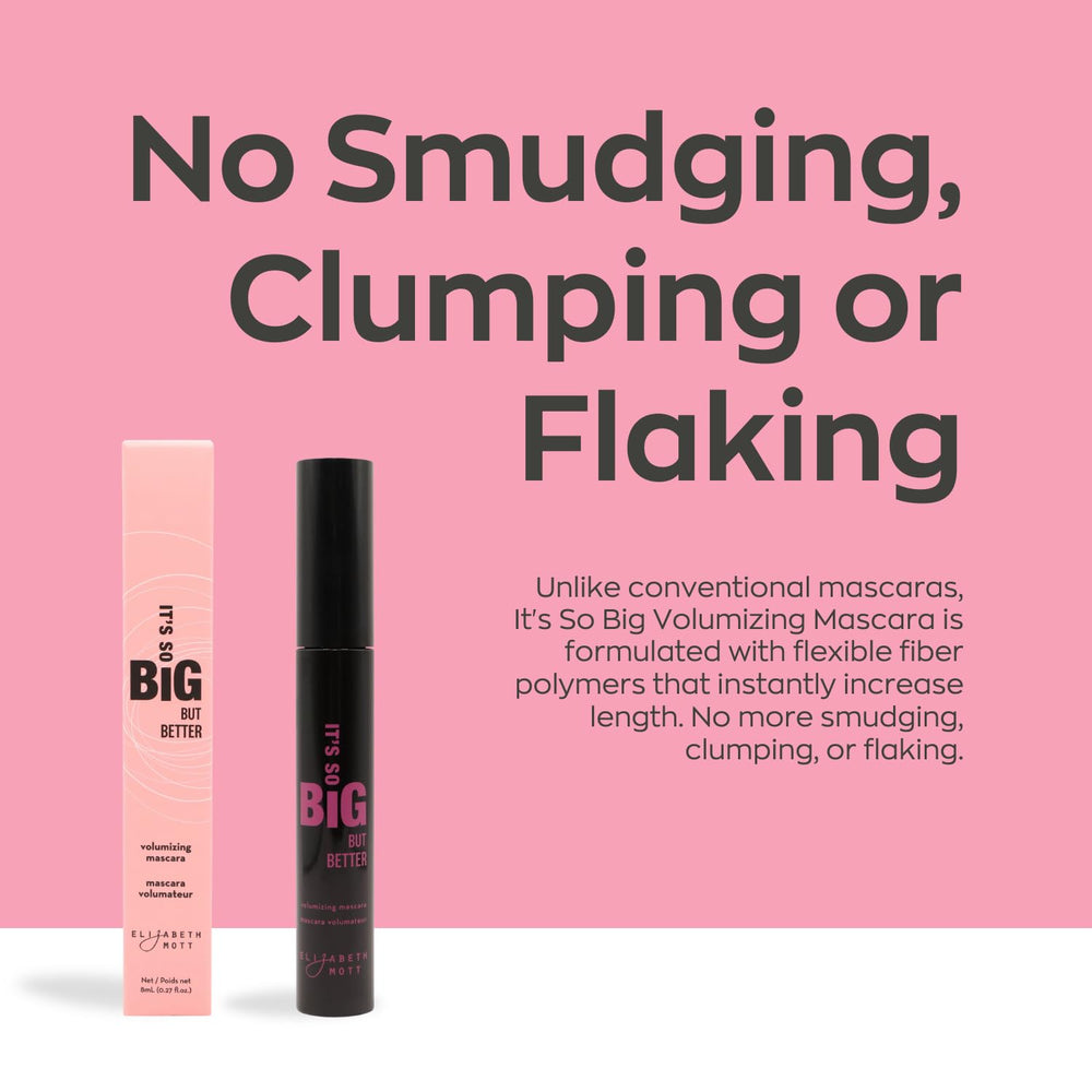 Elizabeth Mott texture swipe on skin showing rich black formula benefit: smooth, clump-free finish