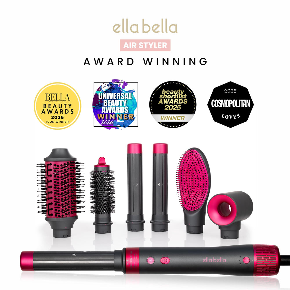 ELLA BELLA 32mm auto-wrap barrel creating voluminous curls with salon finish