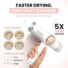 ELLA BELLA magnetic nozzles displayed for quick attachment and styling versatility