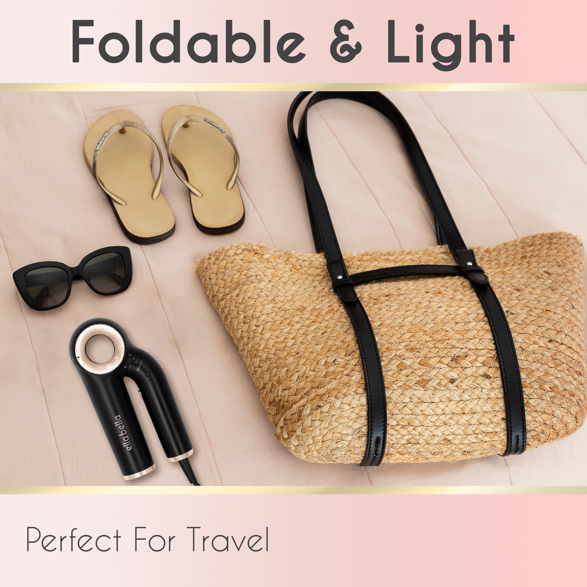 ELLA BELLA in suitcase travel scene for on-the-go styling convenience