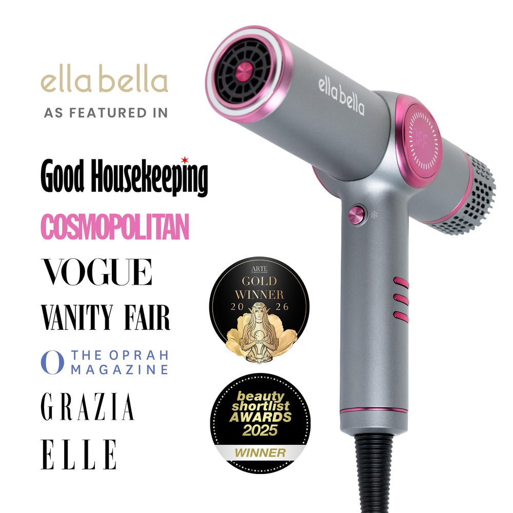 ELLA BELLA magnetic nozzles laid out for easy style switching benefit