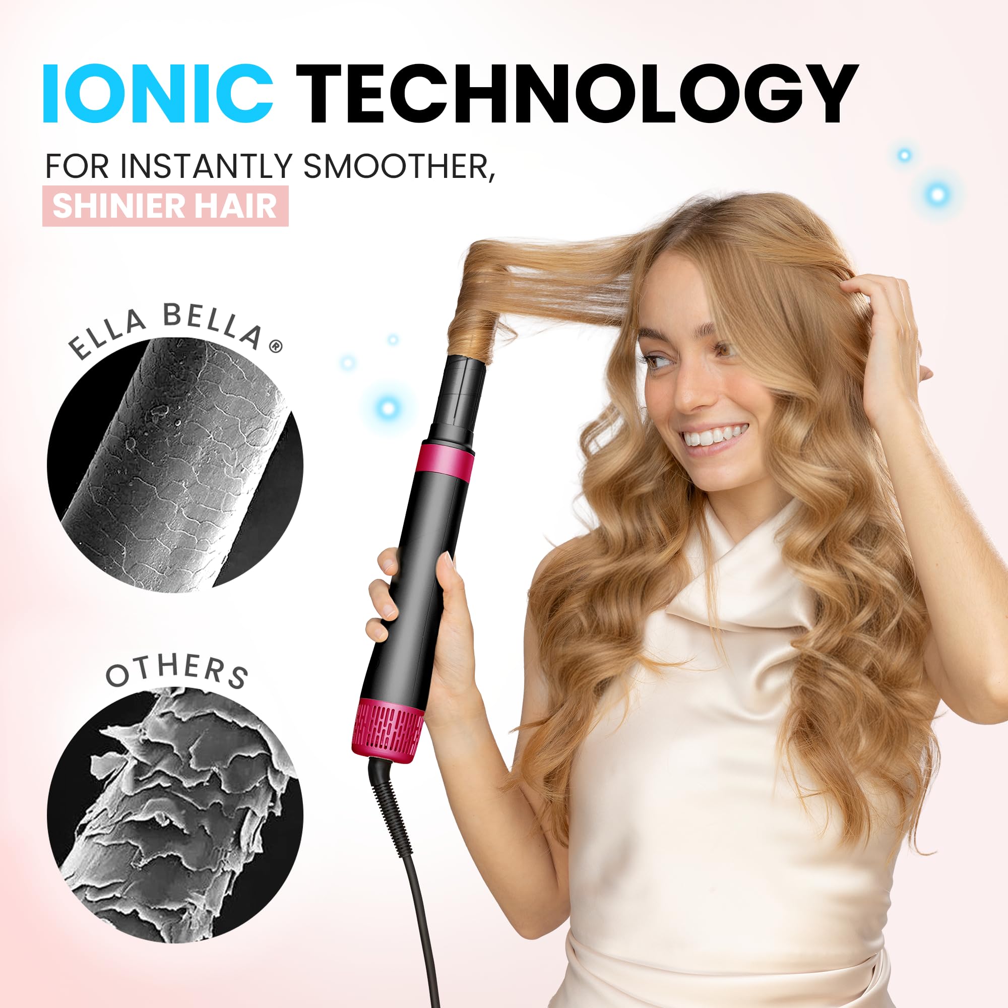 ELLA BELLA round dryer brush styling hair while drying for added volume