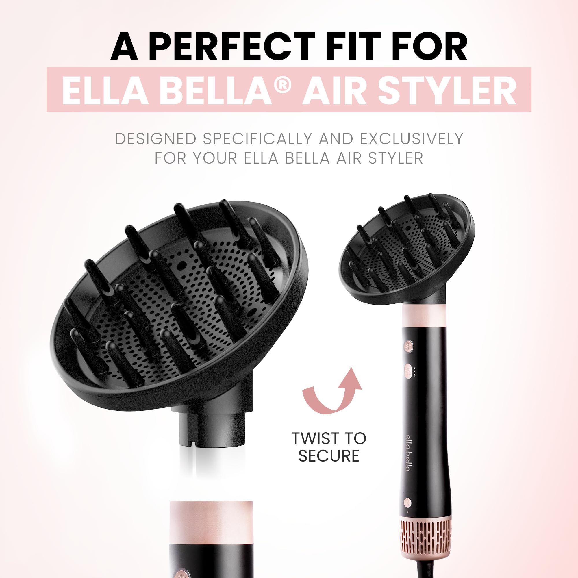 ELLA BELLA close-up of twist-to-lock mechanism for a reliable attachment benefit