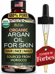 Ella & Eden front bottle view showing organic argan oil and label benefits
