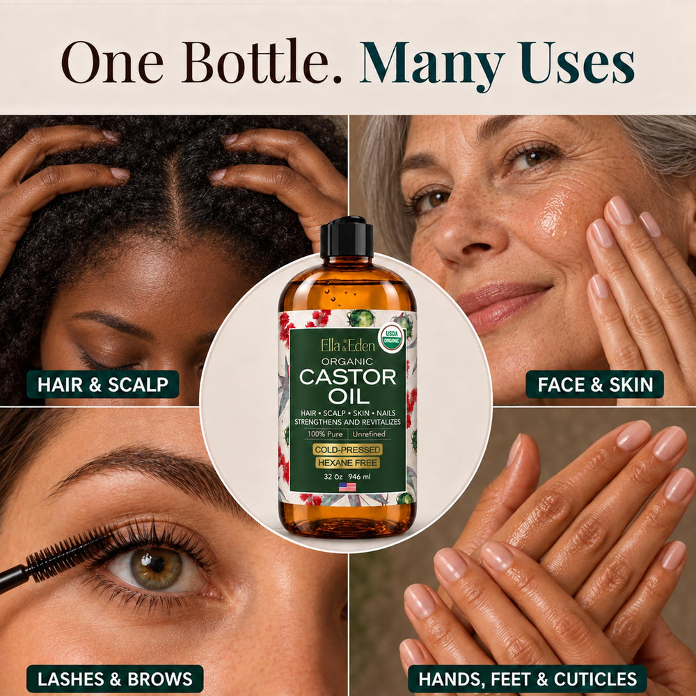Ella & Eden label close-up showing USDA Organic and cold-pressed benefits