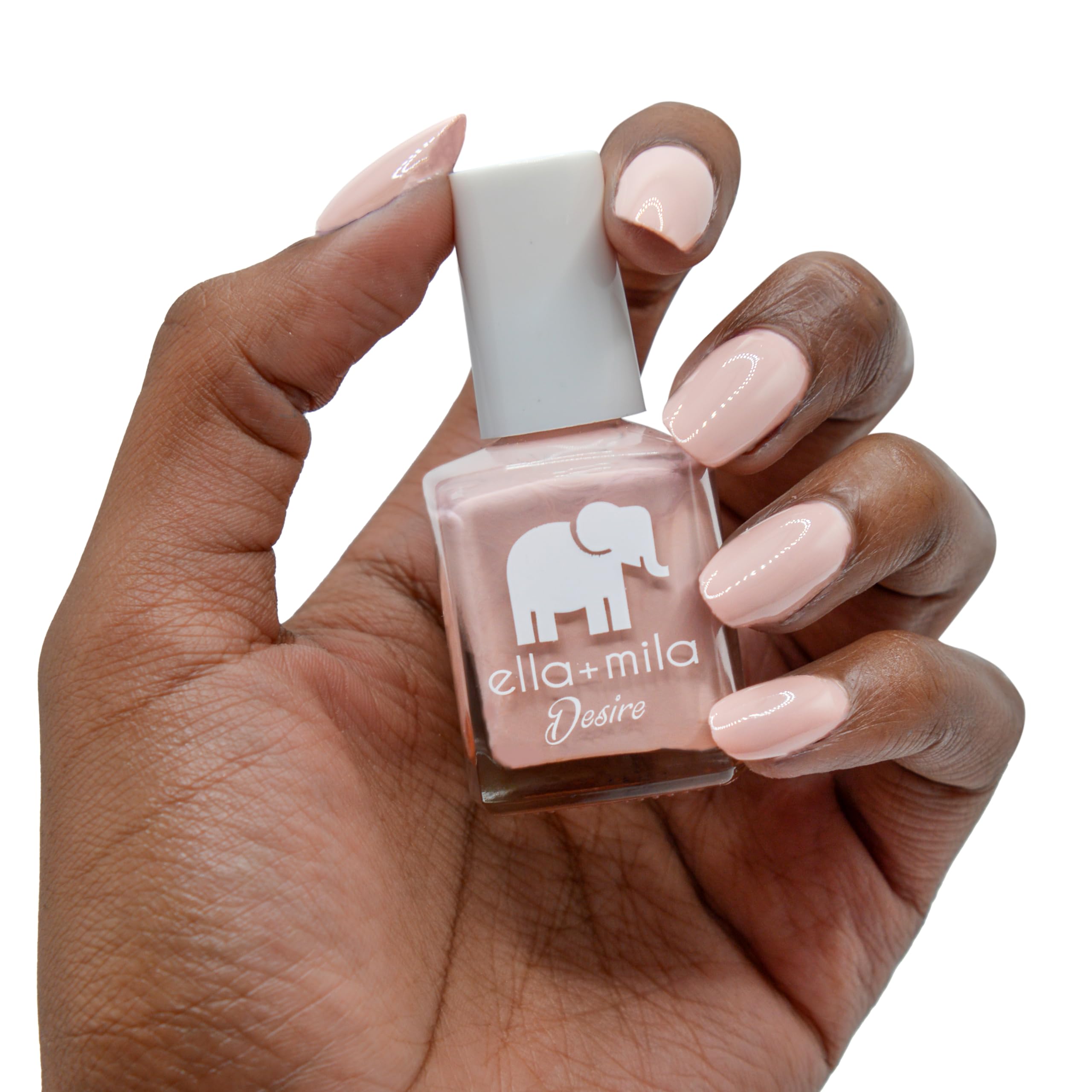 ella+mila polish bottle in hand to show size and easy handling benefit