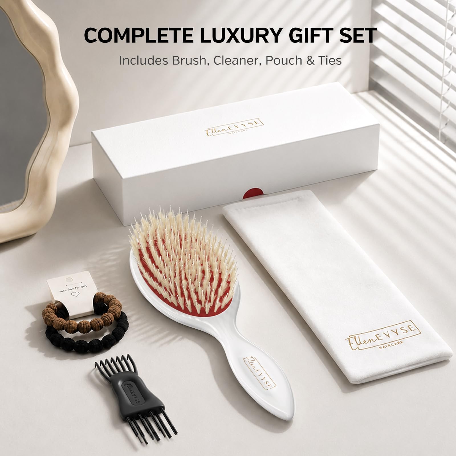 Ellen Evyse gift box display presenting a premium salon-quality set