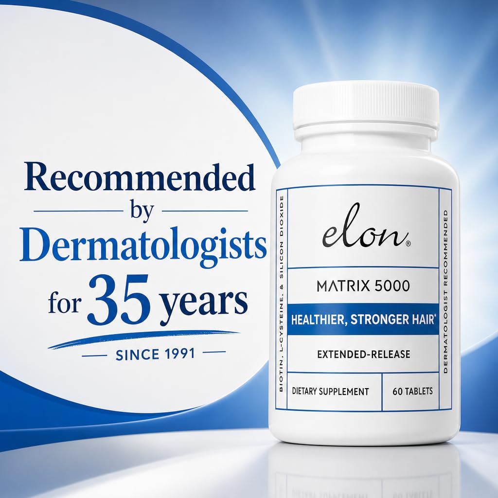 Elon Matrix 5000 tablets closeup emphasizing smooth tablet and easy daily use