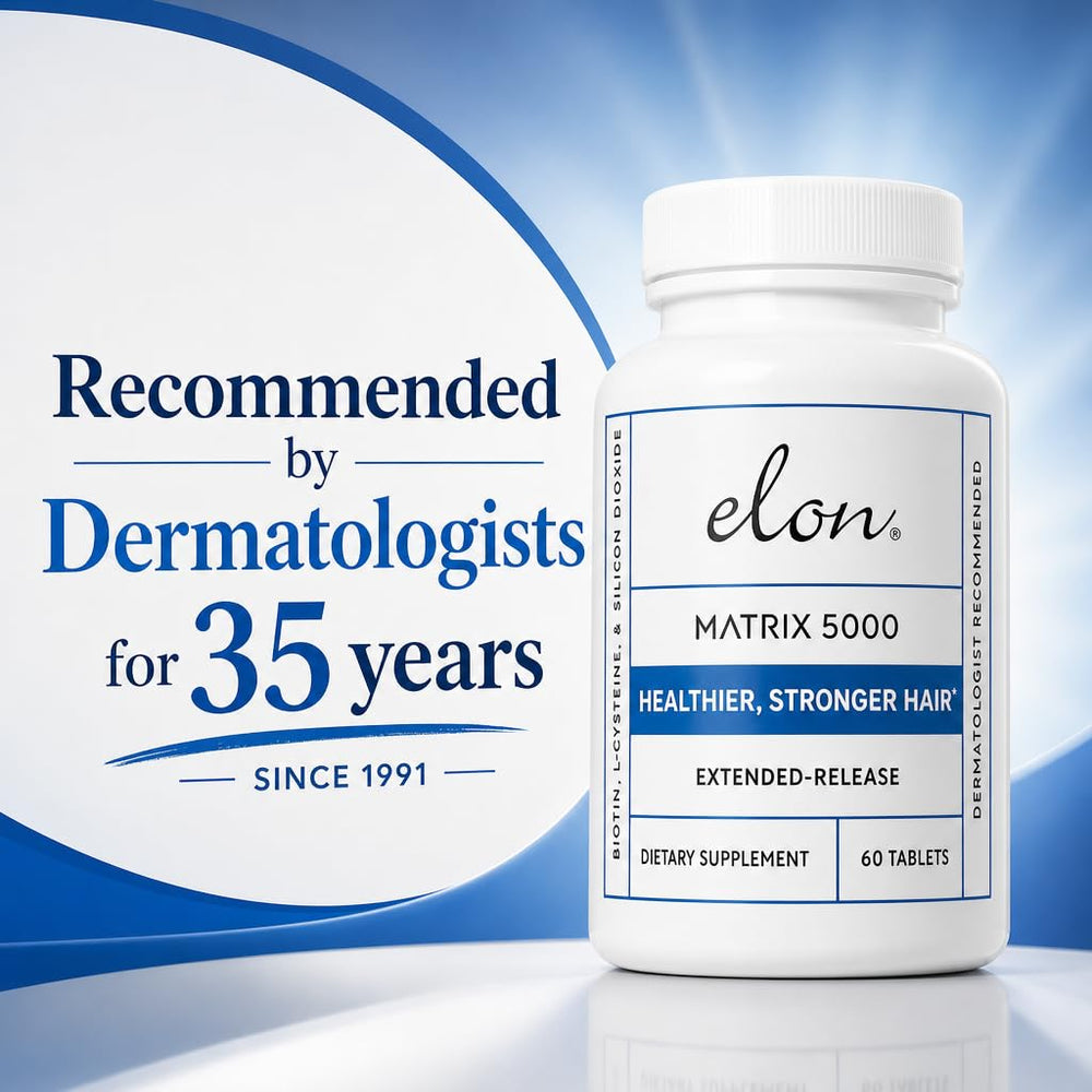 Elon Matrix 5000 tablets closeup emphasizing smooth tablet and easy daily use