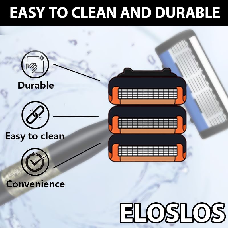 Eloslos cartridges on bathroom counter showing tidy storage and grooming readiness