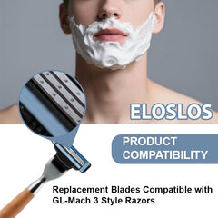 Eloslos attached to Mach 3 style handle demonstrating easy compatibility