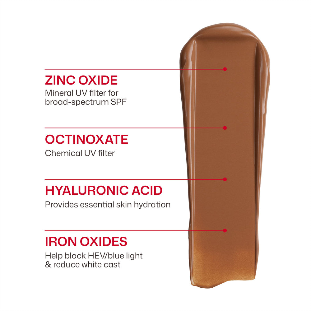 EltaMD deep tint swatch on arm illustrating natural coverage benefit