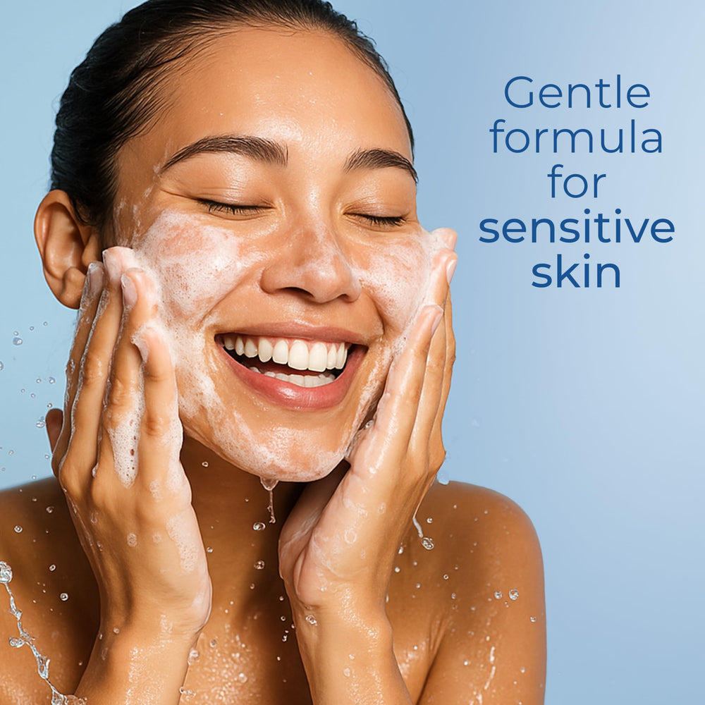 EltaMD foam texture on hand demonstrating gentle lather for effective cleansing