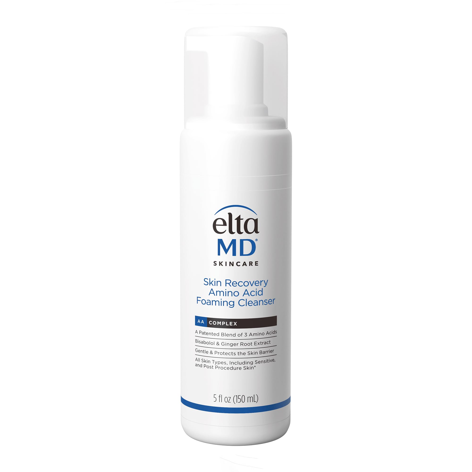 EltaMD front bottle view showing clean design and easy pump for reliable cleansing