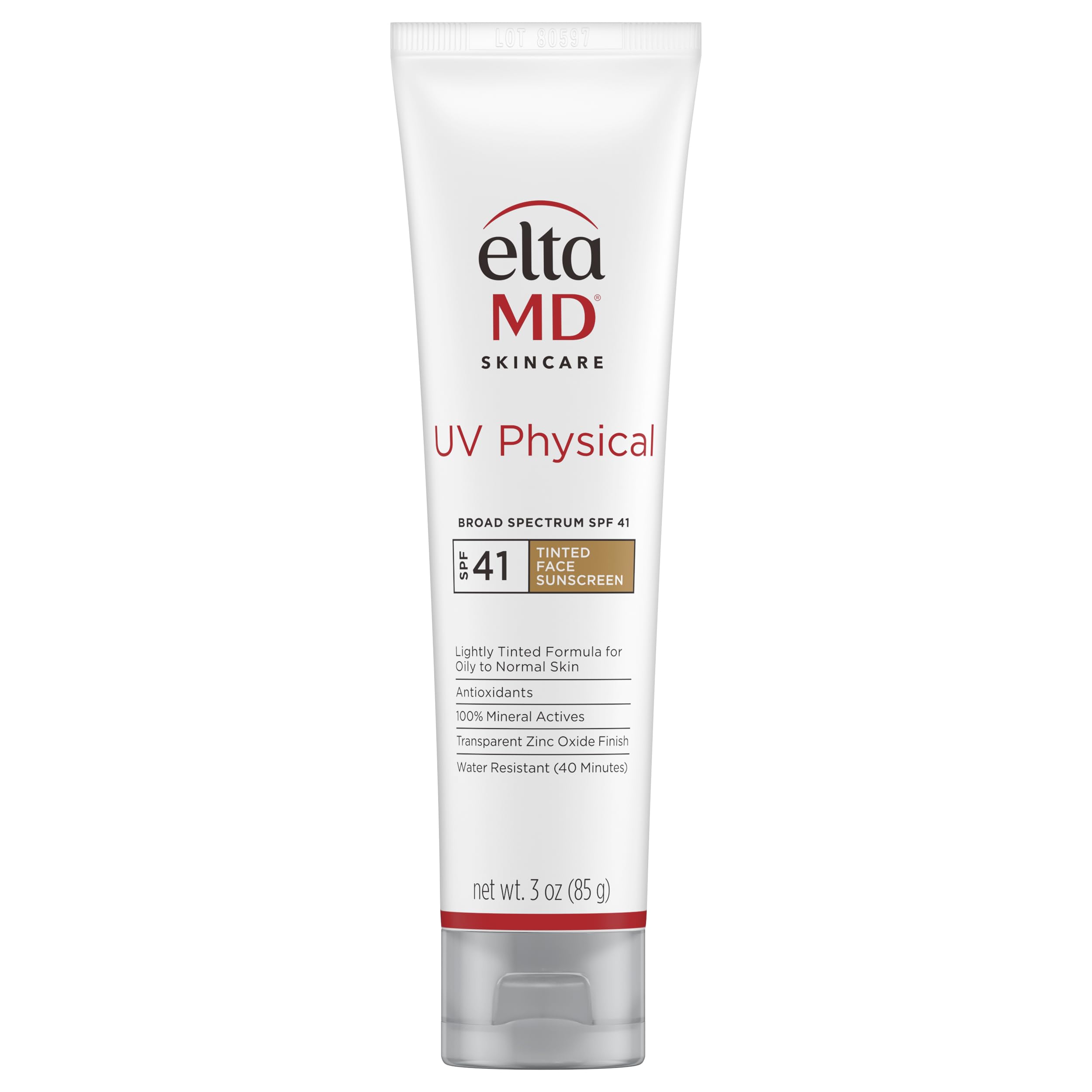 EltaMD front packaging showing SPF 41 and tinted mineral benefits