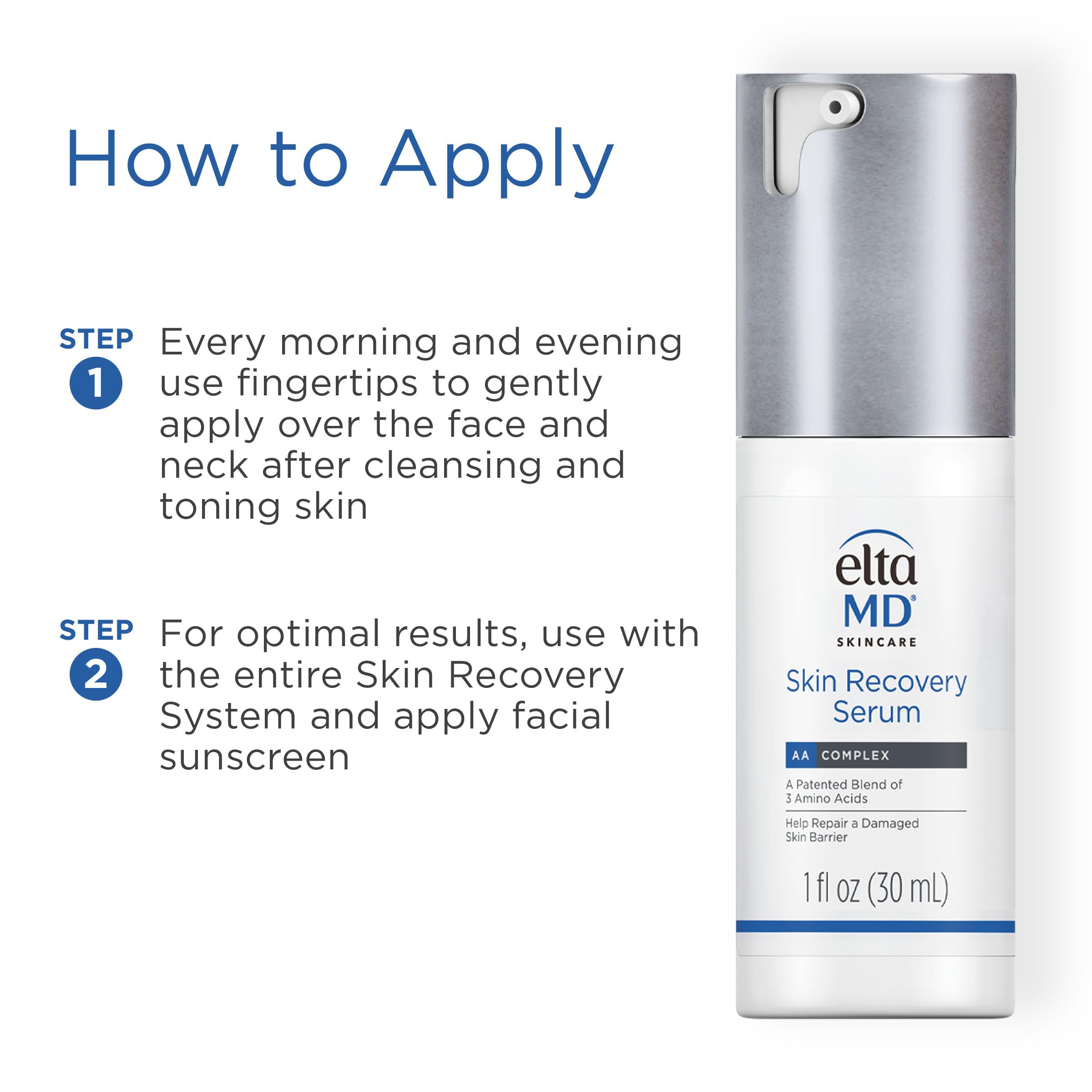 EltaMD serum being applied to hand to show smooth absorption and instant moisturization