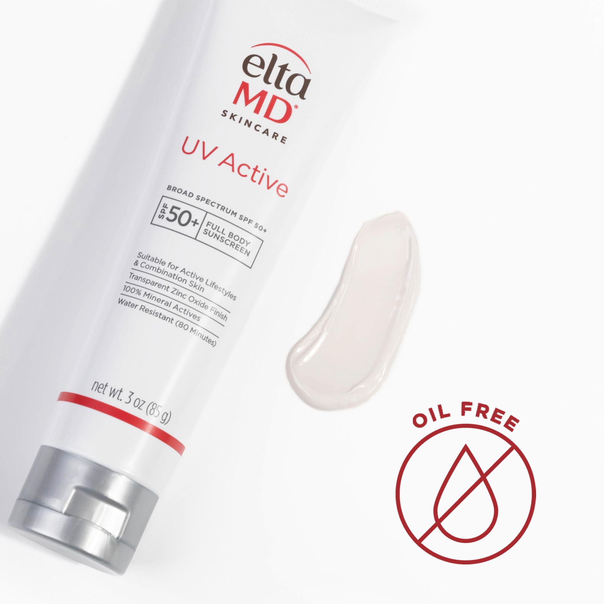 EltaMD 3 oz size next to hand to show compact travel convenience